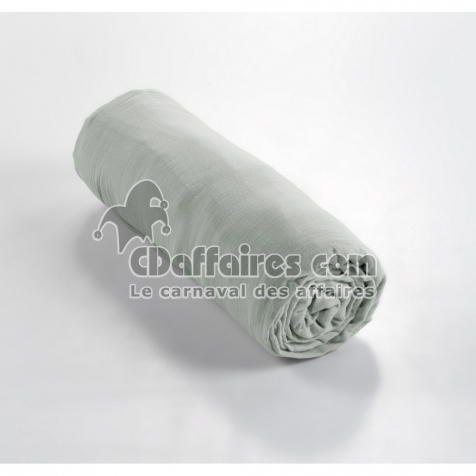 Drap housse bonnet 30 cm double gaze de coton 160 x 200 cm vert d'eau (green) Vert