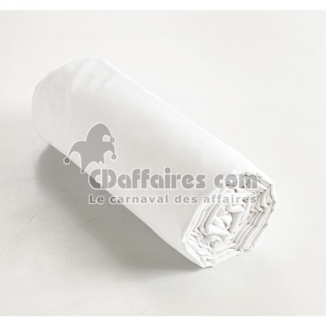 Drap housse coton luxe 140 x 190 cm bonnet 30 cm Ambre Blanc