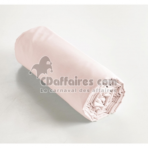 Drap housse coton luxe 160 x 200 cm bonnet 30 cm Ambre Rose clair