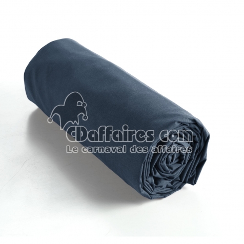 Drap housse coton luxe 180 x 200 cm bonnet 30 cm Ambre Bleu foncé