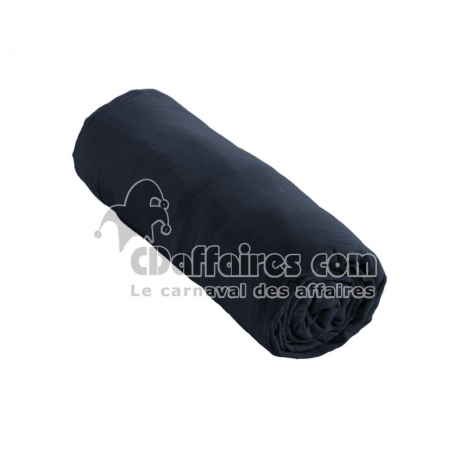 Drap housse double gaze de coton luxe 180 x 200 cm Gaia Bleu foncé