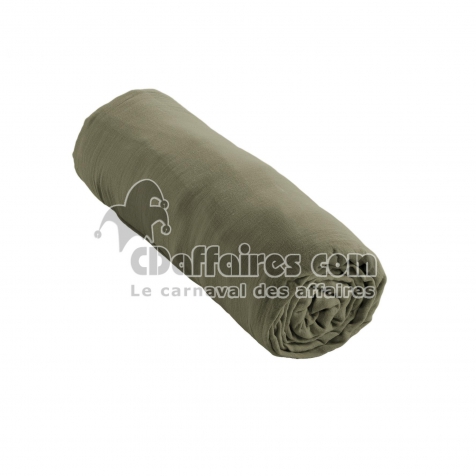 Drap housse double gaze de coton luxe 180 x 200 cm Gaia Romarin