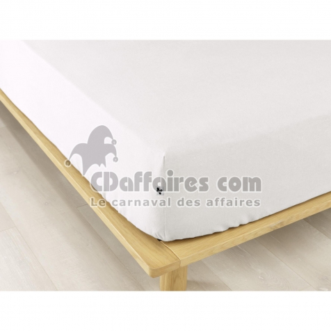 Drap housse flanelle chaude 140 x 190 cm Bonnet 30 cm Candice Blanc