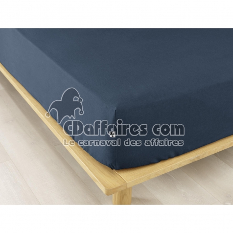 Drap housse flanelle chaude 140 x 190 cm Bonnet 30 cm Candice Bleu
