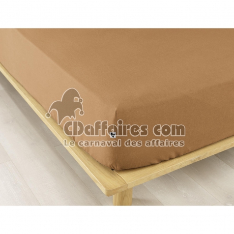 Drap housse flanelle chaude 140 x 190 cm Bonnet 30 cm Candice Camel