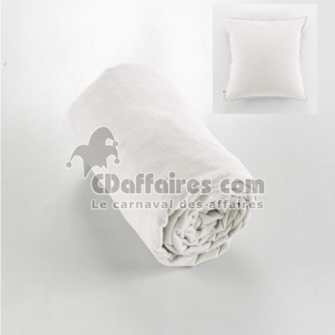 Drap housse flanelle chaude 160 x 200 cm Bonnet 30 cm  + 2 taies 63 x 63 Blanc