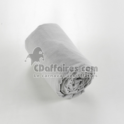 Drap housse flanelle chaude 160 x 200 cm Bonnet 30 cm Candice Gris clair