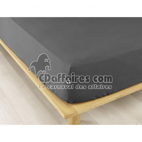 Drap housse flanelle chaude 180 x 200 cm Bonnet 30 cm Candice Anthracite