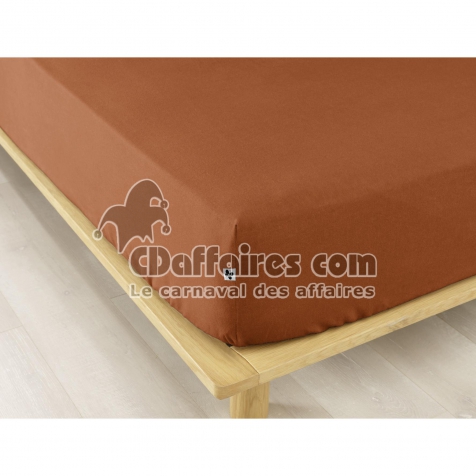 Drap housse flanelle chaude 180 x 200 cm Bonnet 30 cm Candice Orange