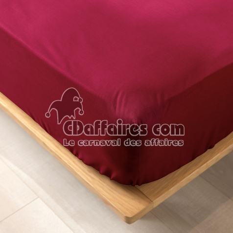 Drap housse King size 180 x 200 x 30 cm coton bio 57 fils Biolina Bordeaux