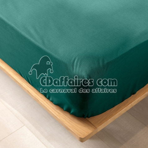 Drap housse King size 180 x 200 x 30 cm coton bio 57 fils Biolina Emeraude