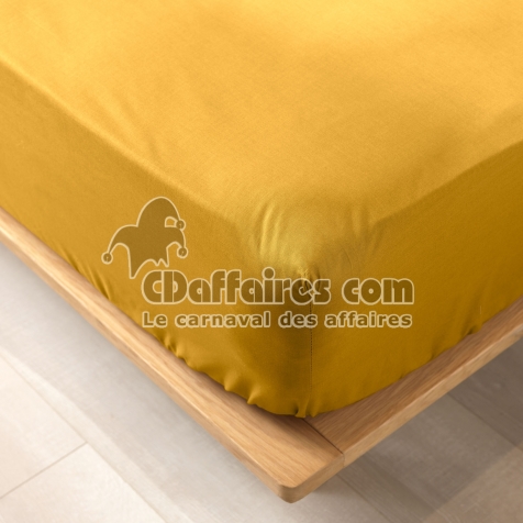 Drap housse King size 180 x 200 x 30 cm coton bio 57 fils Biolina Jaune