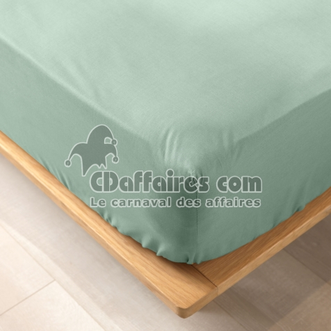 Drap housse King size 180 x 200 x 30 cm coton bio 57 fils Biolina Sauge