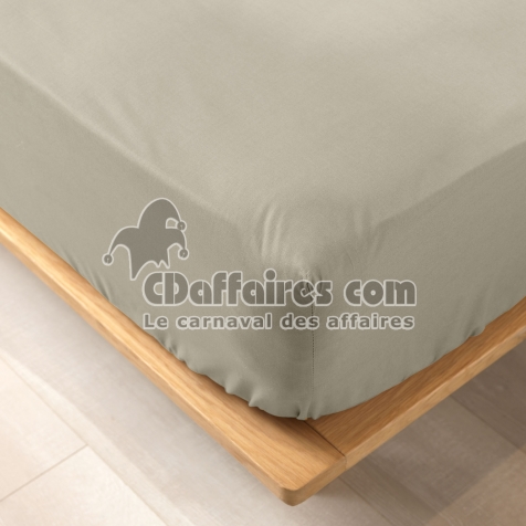 Drap housse King size 180 x 200 x 30 cm coton bio 57 fils Biolina Taupe
