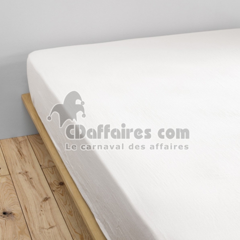 Drap housse luxe double gaze de coton 140 x 190 x 30 cm Nuit douce Blanc