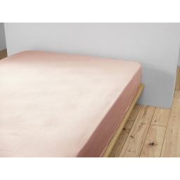 Drap housse luxe double gaze de coton 140 x 190 x 30 cm Nuit douce Rose