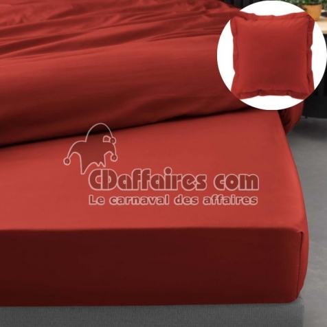 Drap housse qualit&eacute; hot&ecirc;l 140 x 190 cm + 2 taies en percale 78 fils Tomette