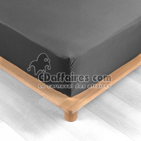 Drap housse queen size 160 x 200 cm bonnet 30 cm percale de coton 78 fils Acier