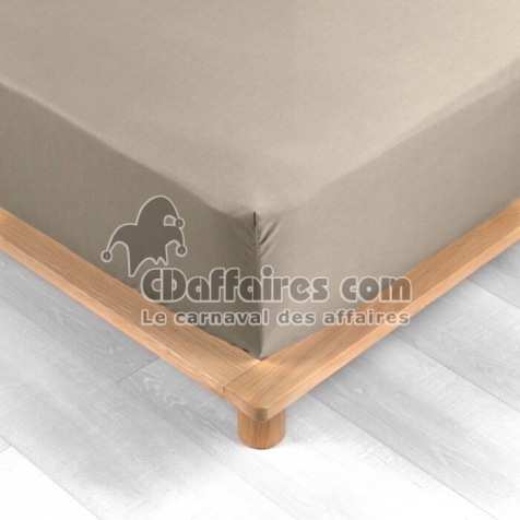 Drap housse queen size 160 x 200 cm bonnet 30 cm percale de coton 78 fils Sable