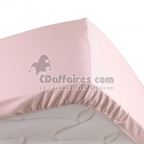 Drap housse rose160 x 200 cm en percale bonnet de 30 cm