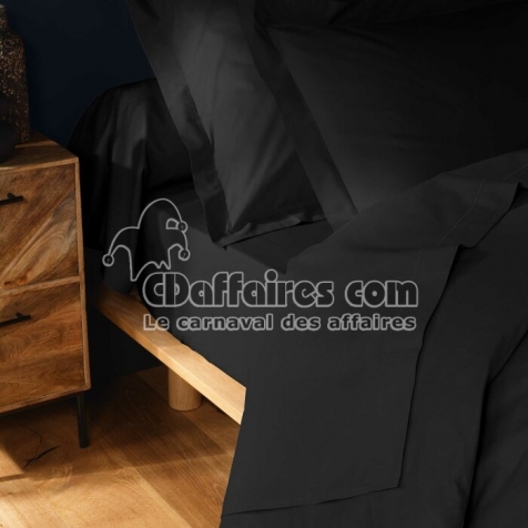 Drap plat 1 pers. 180 x 290 cm coton 57 fils Lina Noir
