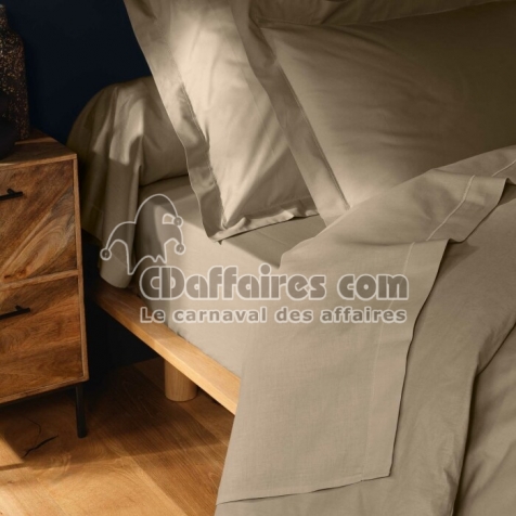Drap plat 1 pers. 180 x 290 cm coton 57 fils Lina Sable