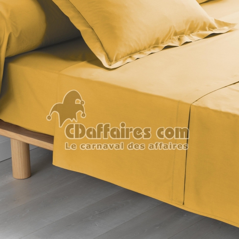 Drap plat 1 personne 180 x 290 cm percale uni 78 fils percaline  +p. bourdon Miel