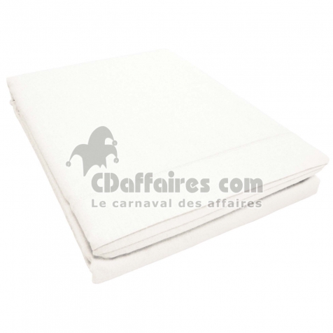 Drap plat 1 personne 180 x 290 cm uni 57 fils lina  + point bourdon Blanche