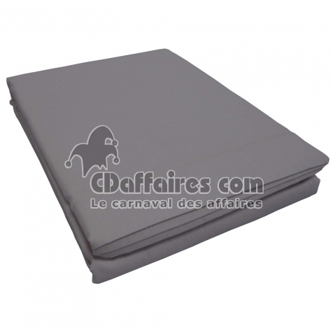 Drap plat 1 personne 180 x 290 cm uni 57 fils lina  + point bourdon Gris souris