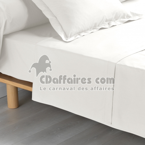 Drap plat 1 personne 180x290 cm percale uni 78 fils percaline  +p bourdon Naturel