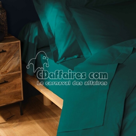 Drap plat 2 pers. 240 x 300 cm coton 57 fils Lina Emeraude