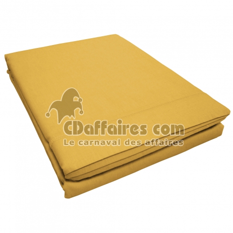 Drap plat 2 personnes 240 x 300 cm uni 57 fils lina  + point bourdon Miel