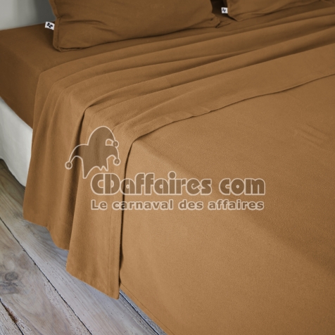 Drap plat 240 x 300 cm flanelle chaude Candice Camel