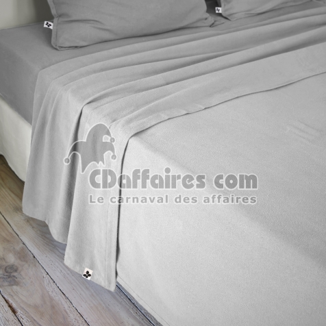Drap plat 240 x 300 cm flanelle chaude Candice Gris clair