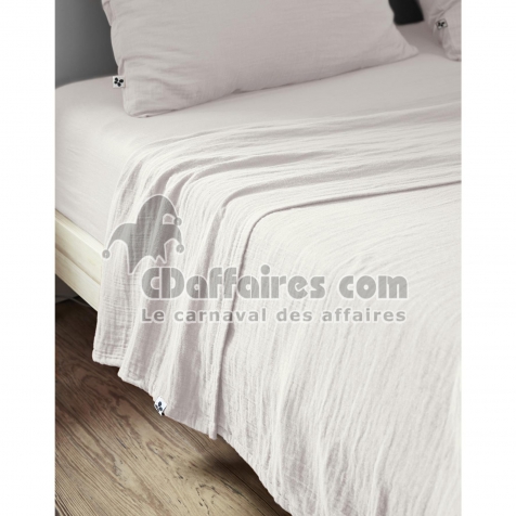Drap plat 270 x 300 cm Double gaze de coton luxe Gaïa Blanc