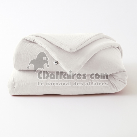&Eacute;dredon 180 x 240 cm - Double Gaze de Coton 125 gr/m&sup2; - Uni Ga&iuml;a Blanc