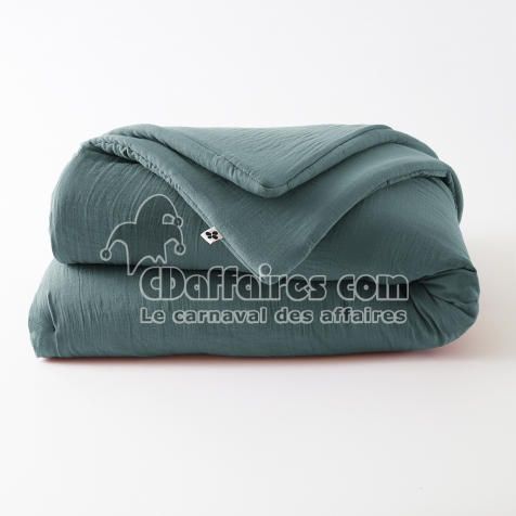 &Eacute;dredon 180 x 240 cm - Double Gaze de Coton 125 gr/m&sup2; - Uni Ga&iuml;a Bleu Canard