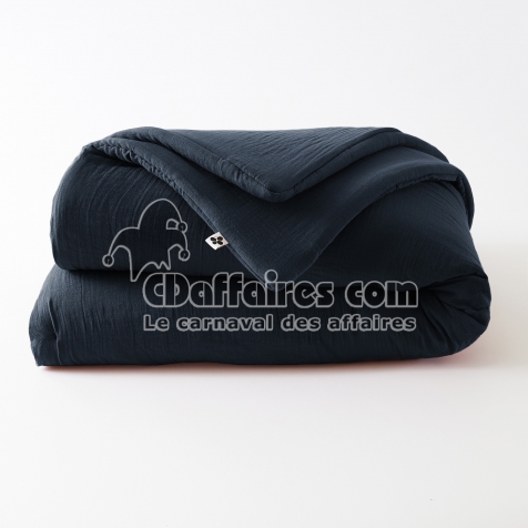 &Eacute;dredon 180 x 240 cm - Double Gaze de Coton 125 gr/m&sup2; - Uni Ga&iuml;a Bleu Marine