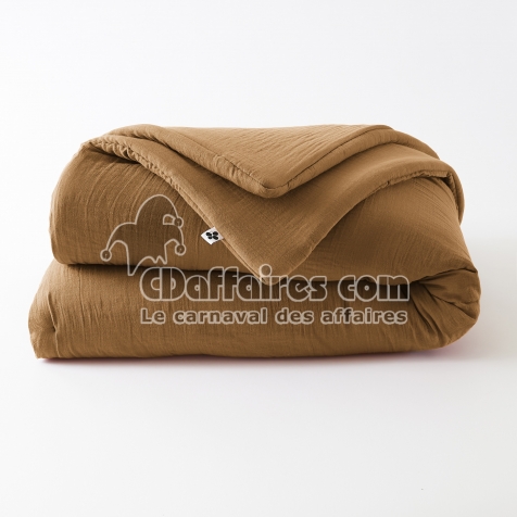 Édredon 180 x 240 cm - Double Gaze de Coton 125 gr/m² - Uni Gaïa Camel