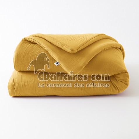 &Eacute;dredon 180 x 240 cm - Double Gaze de Coton 125 gr/m&sup2; - Uni Ga&iuml;a Jaune Safran