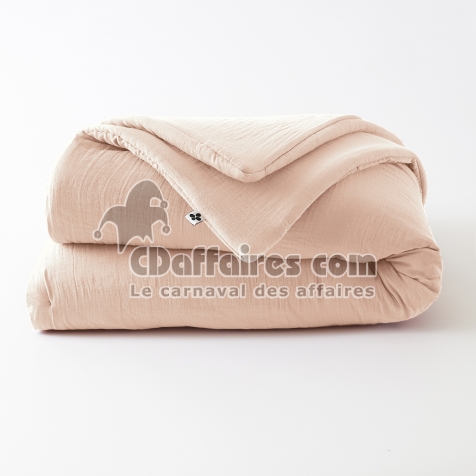 Édredon 180 x 240 cm - Double Gaze de Coton 125 gr/m² - Uni Gaïa Rose