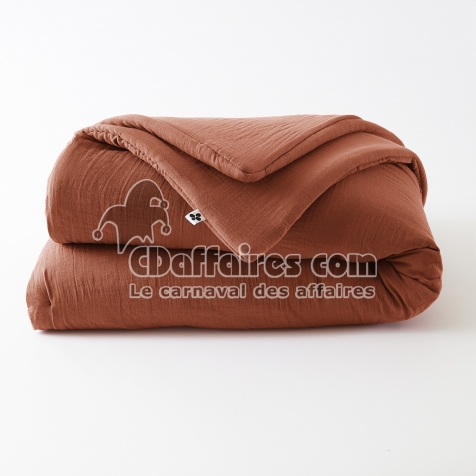 &Eacute;dredon 180 x 240 cm - Double Gaze de Coton 125 gr/m&sup2; - Uni Ga&iuml;a Terracotta