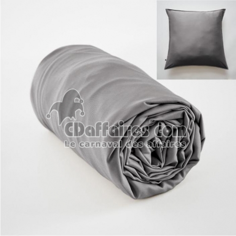 Ensembe drap housse 140 x 190 cm + 2 taies 60 x 60 cm en bambou de satin Salomé Anthracite