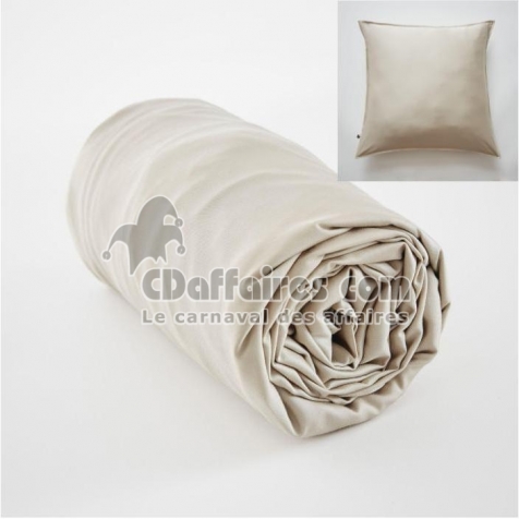 Ensembe drap housse 140 x 190 cm + 2 taies 60 x 60 cm en bambou de satin Salomé Naturel