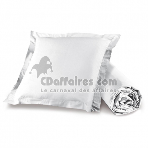 Ensemble drap housse 90 x 190 + 1 taie d'oreiller 63 x 63 cm 100% coton Blanc