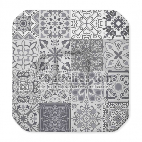 Galette 4 rabats 36 x 36 x 3.5 cm polyester imprime persane Gris