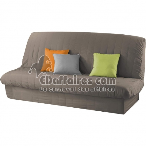 Housse clic clac 120 à 140 cm - 185 à 200 cm polyester uni essentiel Taupe