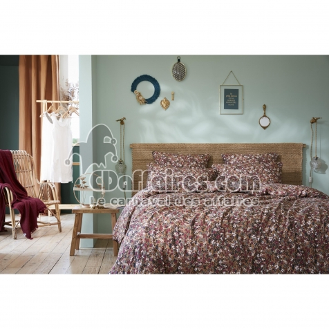 Housse de couette 200 x 200 cm double gaze de coton imprimée Capucine Camel