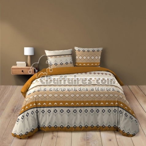 Housse de couette 240 x 220 cm coton 42 fils + 2 taies Xena