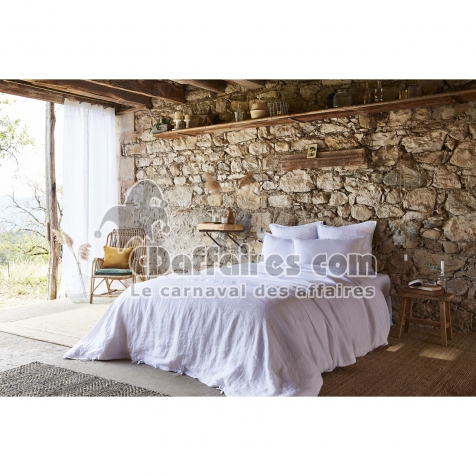 Housse de couette 240 x 220 cm Lin lav&eacute; fran&ccedil;ais Soline Blanc
